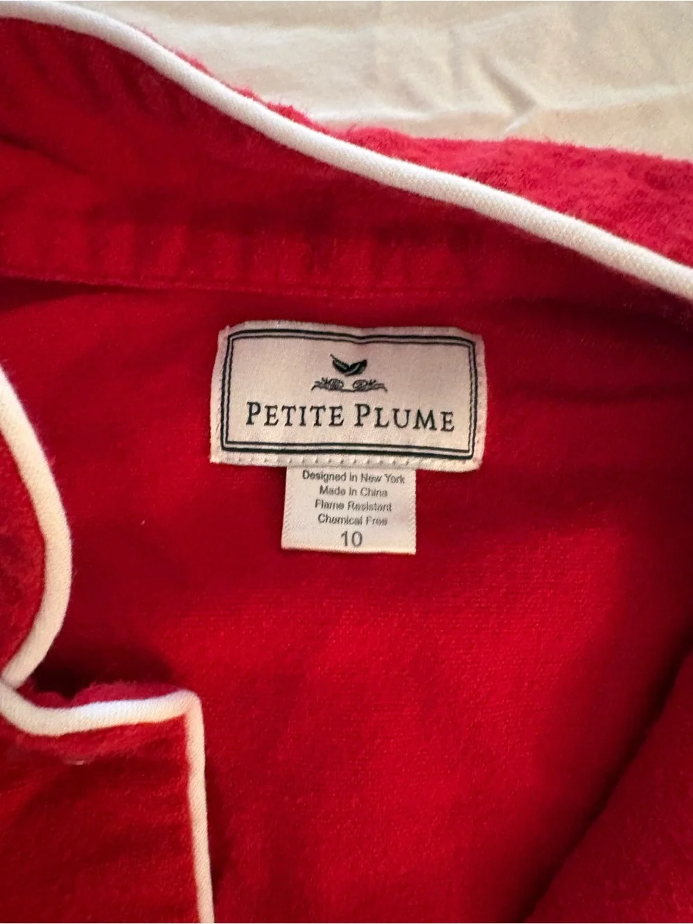 Classic Red Kids Pajama Set with Contrast Piping